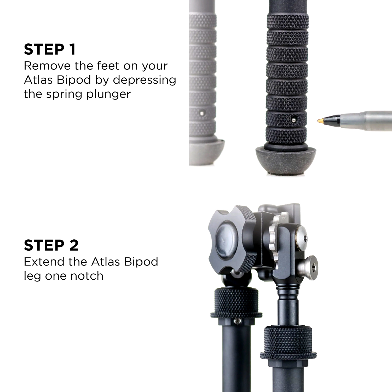 BT85 Atlas Adjustable Leg Extensions A.L.E. B&T Accu-Shot Pair for