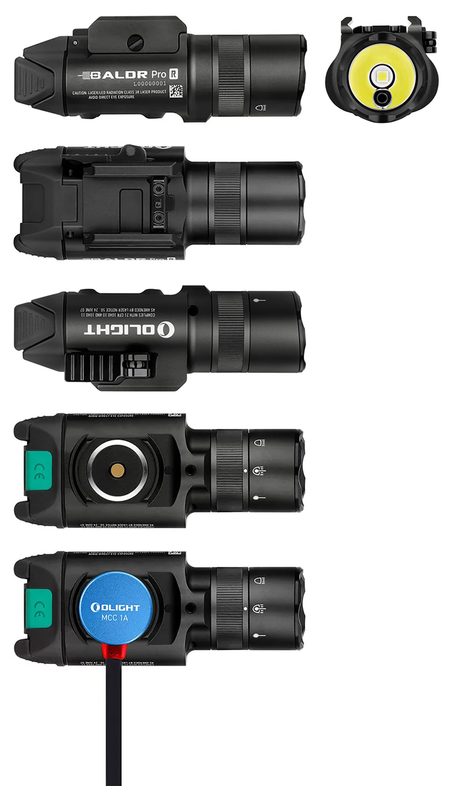 Olight BALDR Pro R Black Tactical Flashlight - 1350 Lumens, Laser