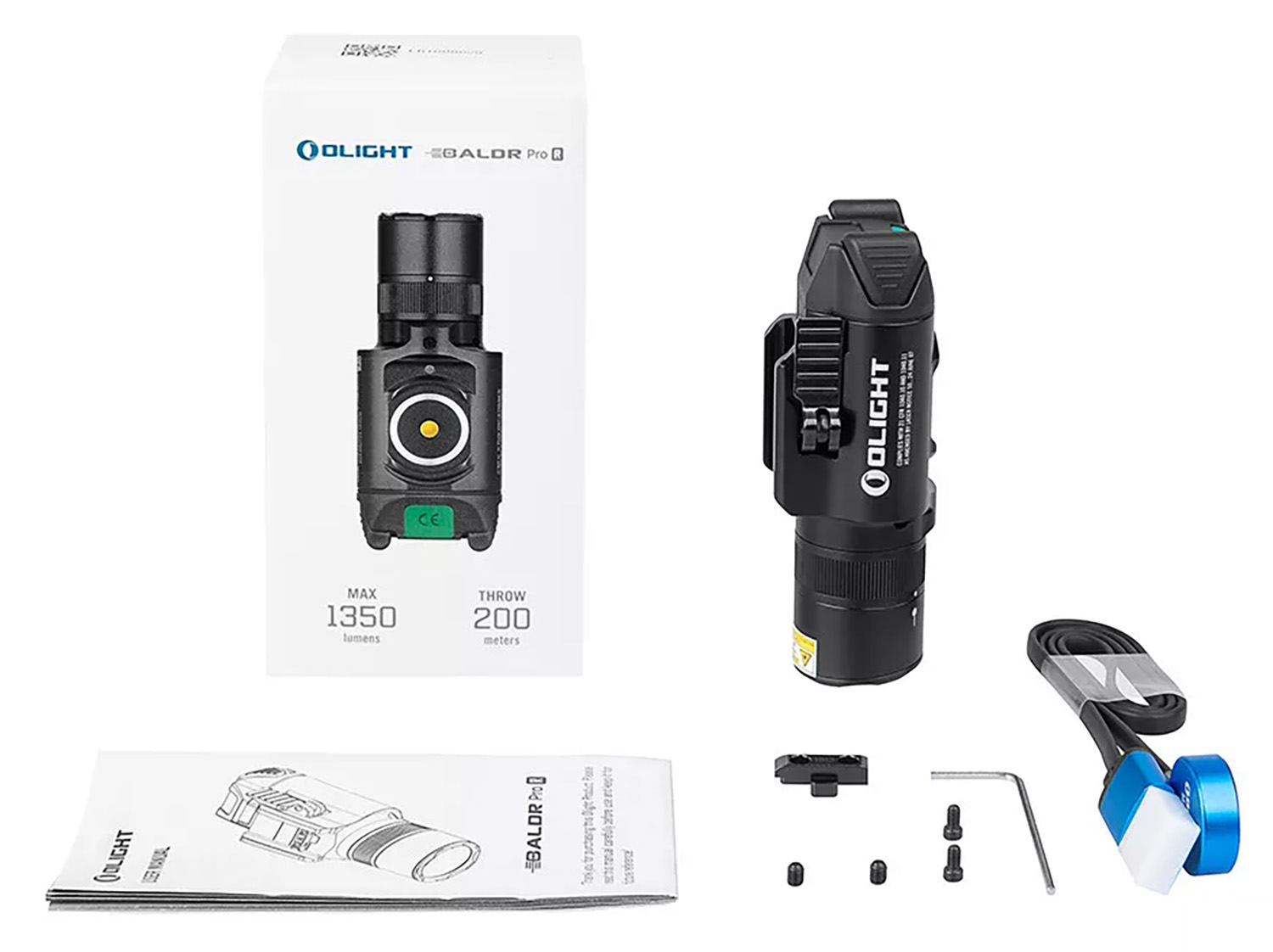 Olight BALDR Pro R Black Tactical Flashlight - 1350 Lumens, Laser