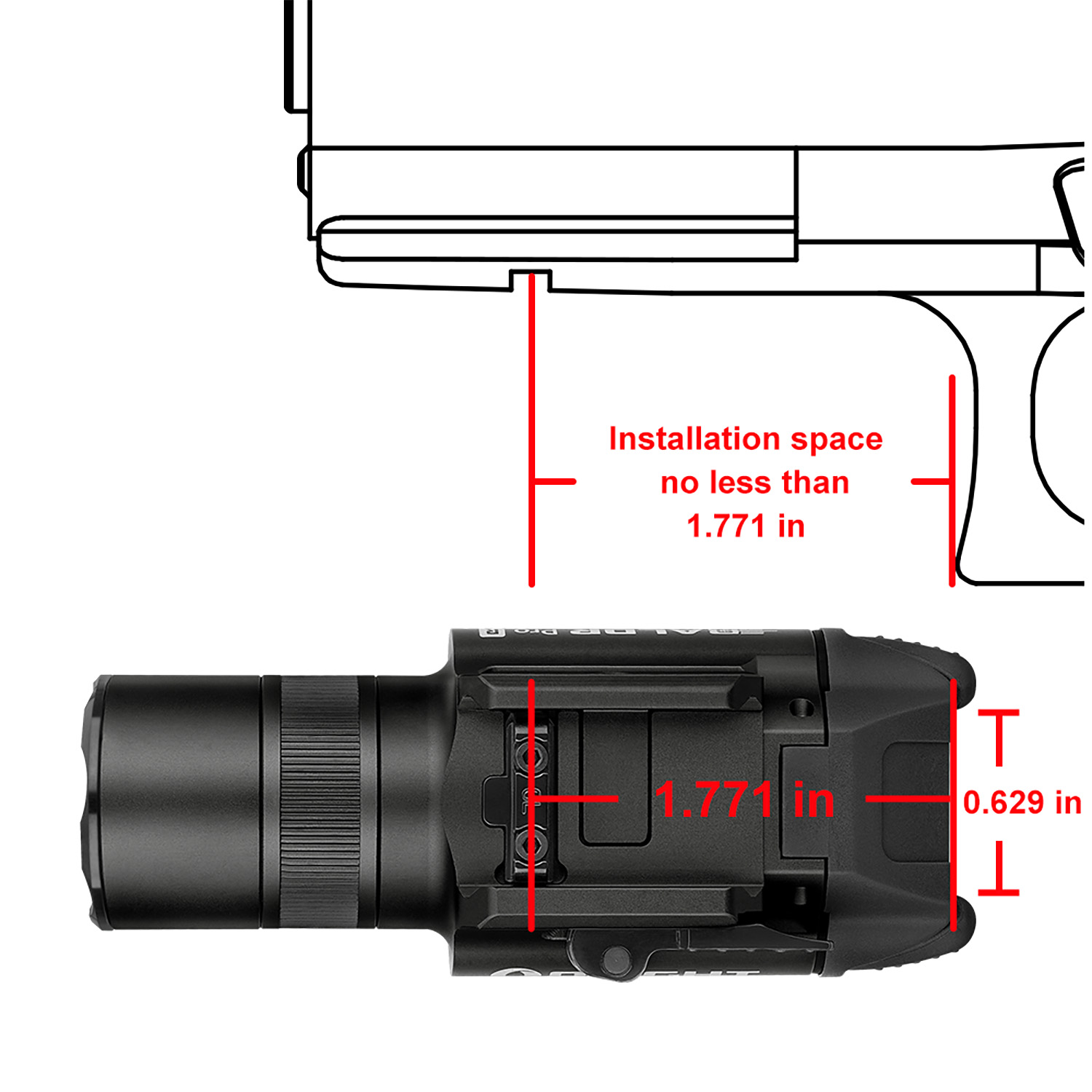 Olight BALDR Pro R Black Tactical Flashlight - 1350 Lumens, Laser