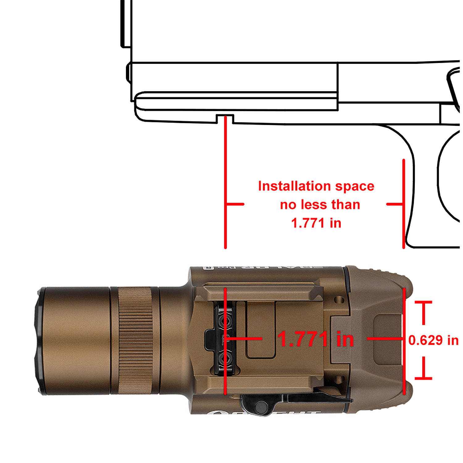 トイガン OLIGHT Baldr Pro TAN Olight Baldr Pro R Tactical Light Desert Tan Aluminum Body